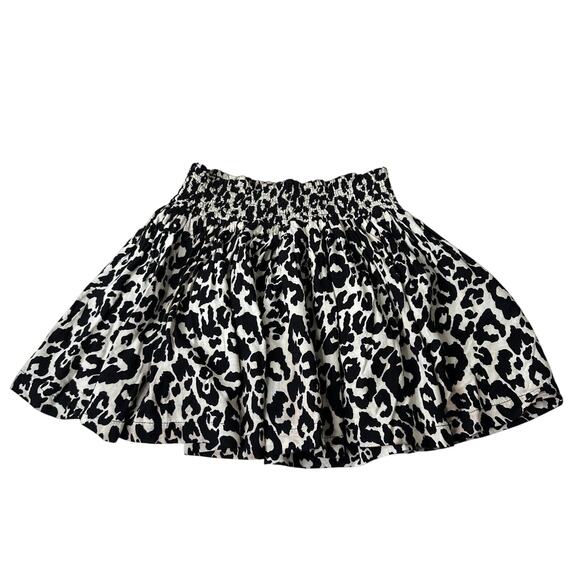 H&M Divided Leopard Print Cream and Black Ruffled Saucy Mini Skirt Smock Waist 4 - Picture 1 of 11